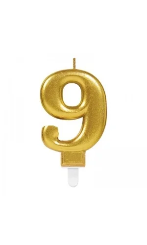 9 Rakamı Mum Gold Renk