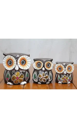 Ahşap 3lü Baykuş Seti Model 1