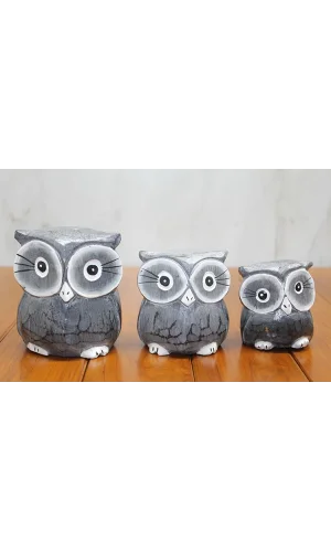 Ahşap 3lü Baykuş Seti Model 2