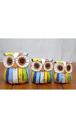 Ahşap 3lü Baykuş Seti Model 4