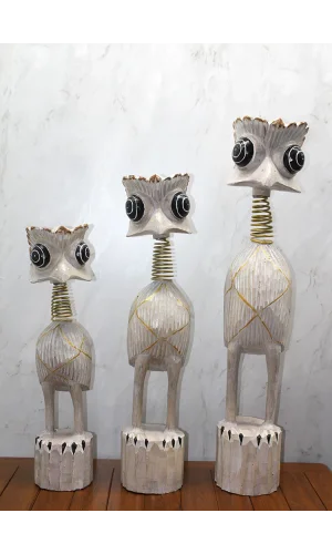 Ahşap 3lü Deve Kuşu Seti 90 Cm