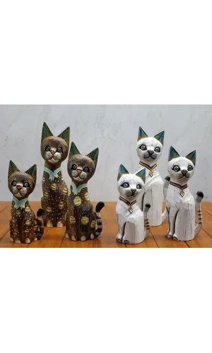 Ahşap 3lü Kedi Seti 30 Cm
