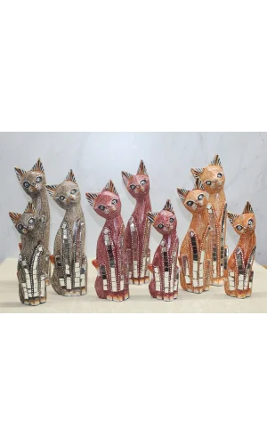 Ahşap 3lü Kedi Seti 30 Cm Model 2