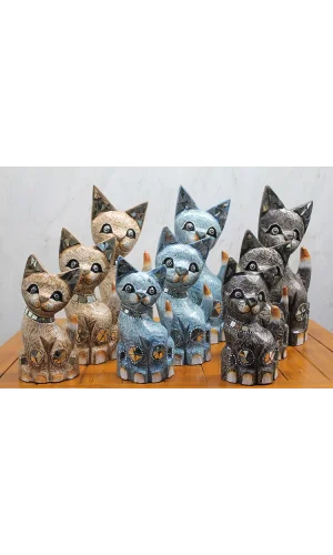 Ahşap 3lü Kedi Seti 40 Cm