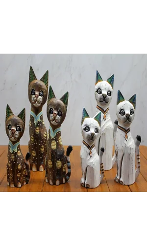 Ahşap 3lü Kedi Seti 50 Cm Model 3