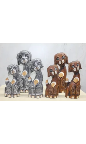 Ahşap 3lü Köpek Seti