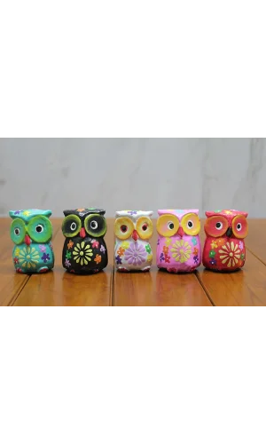 Ahşap 5li Baykuş Seti Model 2