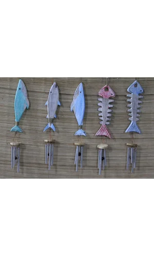 Ahşap Balıklı Metal Çan