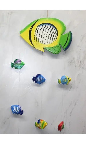 Ahşap Balıklı Rüzgar Çanı