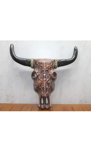 Ahşap Duvara Asmalı Bufalo Kafası