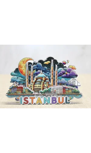 Ahşap İstanbul Temalı Magnet - Model 1