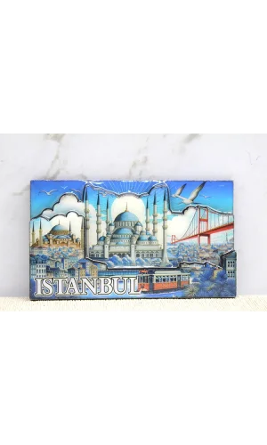 Ahşap İstanbul Temalı Magnet - Model 12