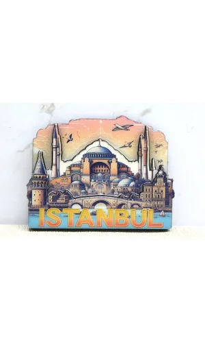 Ahşap İstanbul Temalı Magnet - Model 6