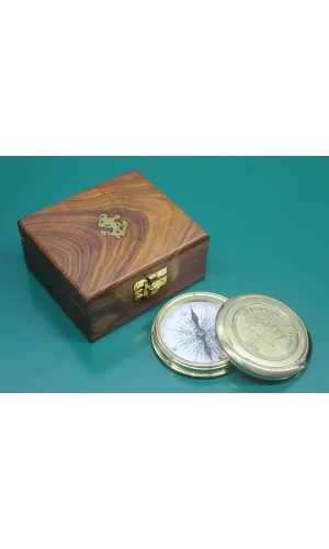 Ahşap Kutulu Pirinç Pusula Model 9