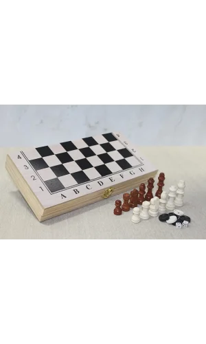 Ahşap Kutulu Satranç Tavla Seti Model 1