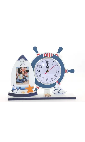 Ahşap Marin Dümenli Çerçeveli Saat Model 2