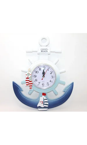 Ahşap Marin Dümenli Ve Çapa Tasarımı Saat Model 1