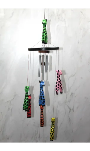 Ahşap Zürafalı Rüzgar Çanı