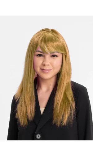 Altın Renk Düz Kesim İçi Astarlı Uzun Parti Peruğu