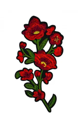 Aplike Ütü İle Yapışan Büyük Çiçek Kırmızı Arma 10x7 cm