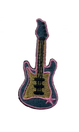 Aplike Ütü İle Yapışan Gitar Pembe Arma 5x3 cm
