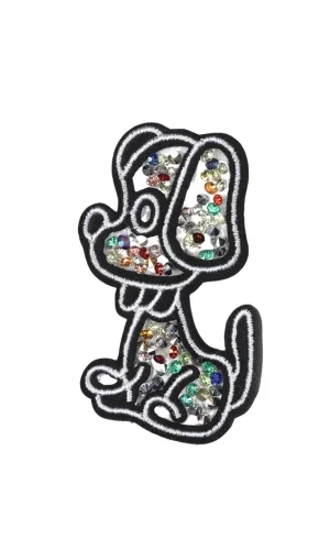 Aplike Ütü İle Yapışan Taşlı Sevimli Köpek Arma 3x5 cm