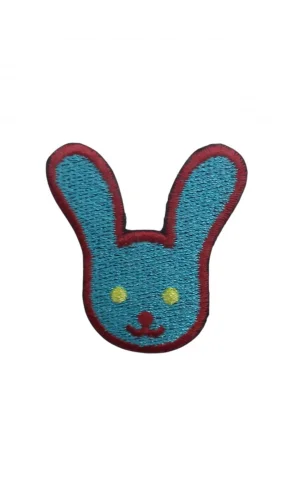 Aplike Ütü İle Yapışan Tavşan Mavi-Kırmızı Arma 4x3 cm