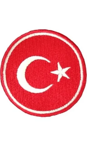 Aplike Ütü İle Yapışan Türk Bayrağı Yuvarlak Küçük Arma 3 cm