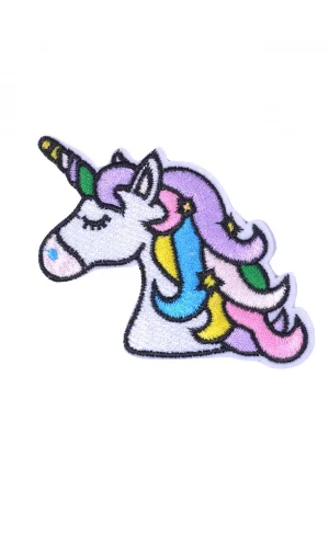 Aplike Ütü İle Yapışan Unicorn At Beyaz Karışık Arma 6x3 cm