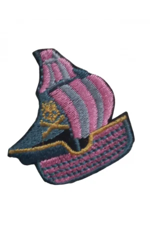 Aplike Ütü İle Yapışan Yelkenli Pembe Arma 4x3 cm