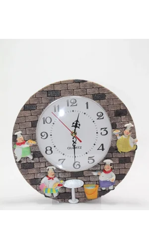 Aşçı Tasarımlı Polyester Duvar Saati Model 2