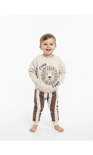 Aslan Baskılı Çizgili Eşofman Takımı