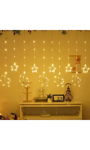 Ay Yıldız Perde Led 10 Saçaklı