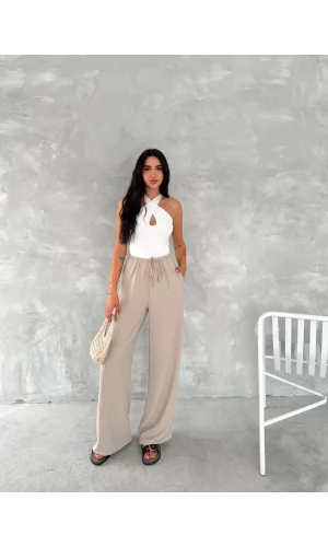 Ayrobin Oversize Kadın Pantalon - Bej
