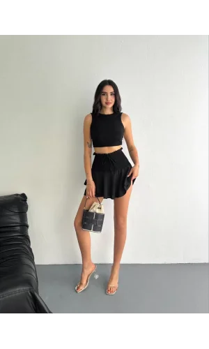 Ayrobin Şortlu Etek - Siyah