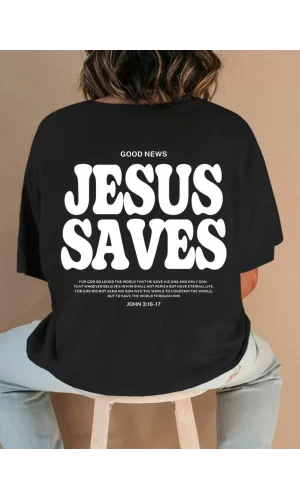 Baskılı Kadın T-shirt - Siyah