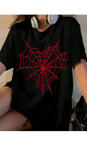 Baskılı Kadın T-shirt - Siyah