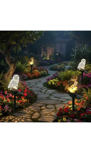 Baykuş Tasarımlı Solar Kazıklı Bahçe Aydınlatma
