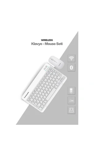 Beyaz Kablosuz Klavye Ve Mouse Seti