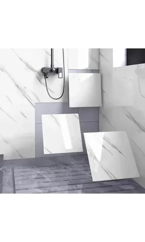 Beyaz Mermer Desenli Alüminyum Plastik Duvar Sticker (30x30)