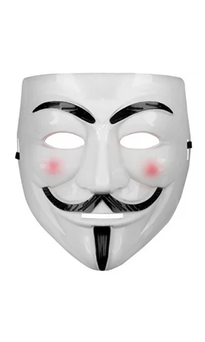 Beyaz Pembe Yanaklı V For Vendetta Maskesi