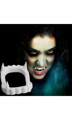 Beyaz Renk Çift Damak Takma Vampir Dişi