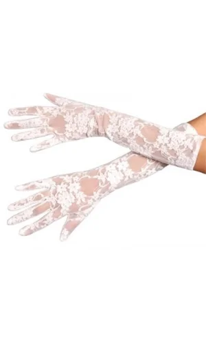 Beyaz Renk Orta Boy Dantelli Eldiven