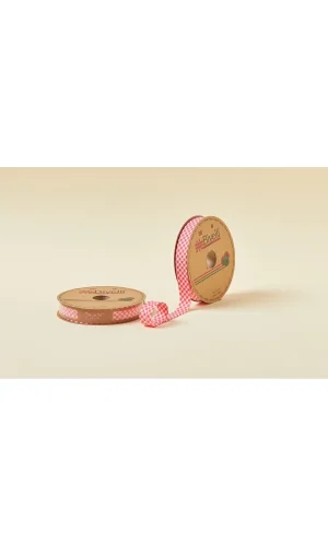 Biye Ekoseli Katlı E03 Kırmızı 2 cm 25 Metre %65 Koton %35 Polyester