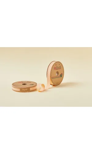 Biye Ekoseli Katlı E06 Turuncu 2 cm 25 Metre %65 Koton %35 Polyester