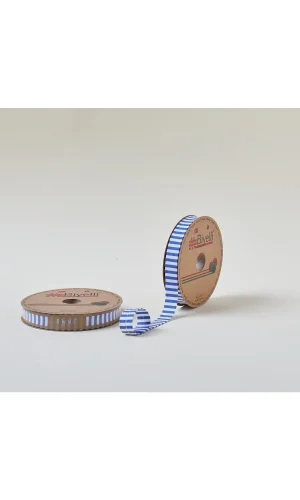 Biye Kalın Çizgili Katlı F01 Mavi 2 cm 25 Metre %65 Koton %35 Polyester