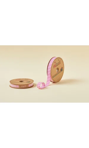 Biye Kalın Çizgili Katlı F02 Pembe 2 cm 25 Metre %65 Koton %35 Polyester