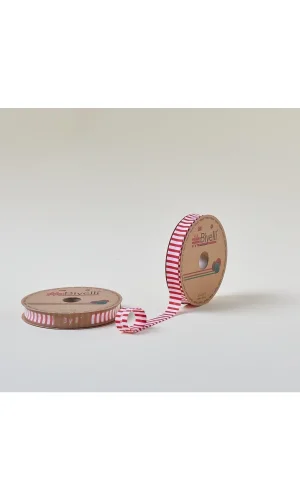 Biye Kalın Çizgili Katlı F03 Kırmızı 2 cm 25 Metre %65 Koton %35 Polyester