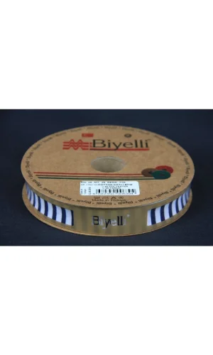 Biye Kalın Çizgili Katlı F04 Lacivert 2 cm 25 Metre %65 Koton %35 Polyester