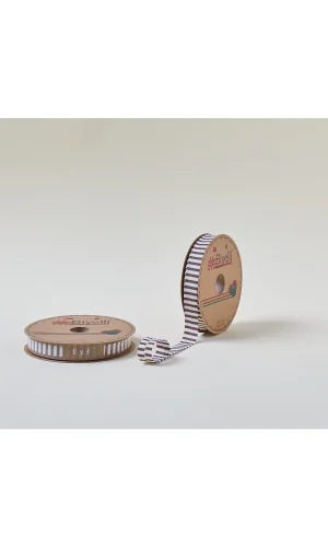 Biye Kalın Çizgili Katlı F05 Kahverengi 2 cm 25 Metre %65 Koton %35 Polyester